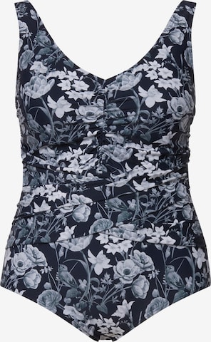 Ulla Popken Bralette Swimsuit in Blue: front