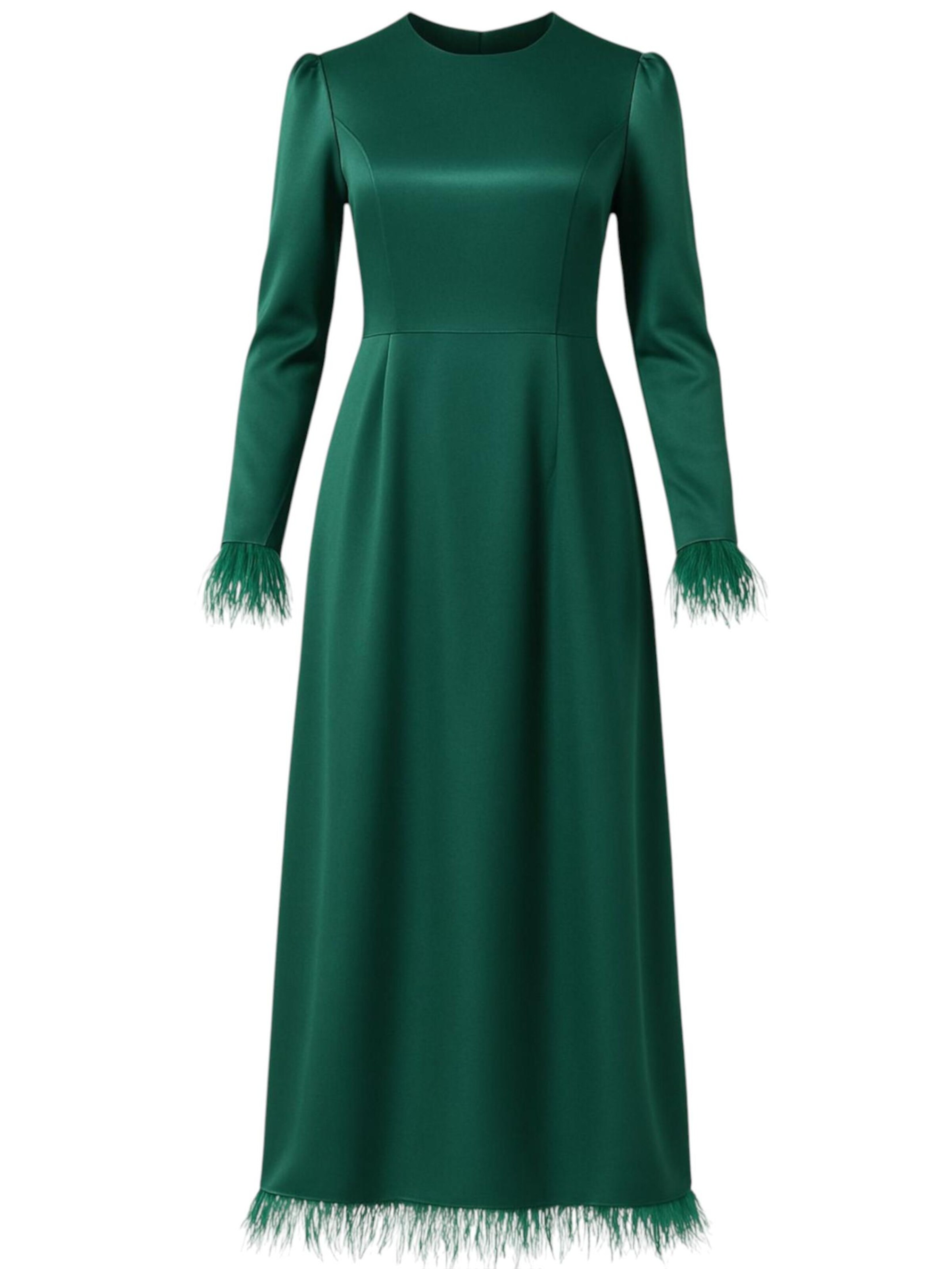 fashionshowcase Abendkleid 'Feather Grace'‌‌‌‌‌‌‌‌ in Grün: Vorderseite