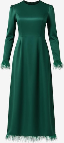 fashionshowcase Abendkleid 'Feather Grace' in Grün: Vorderseite