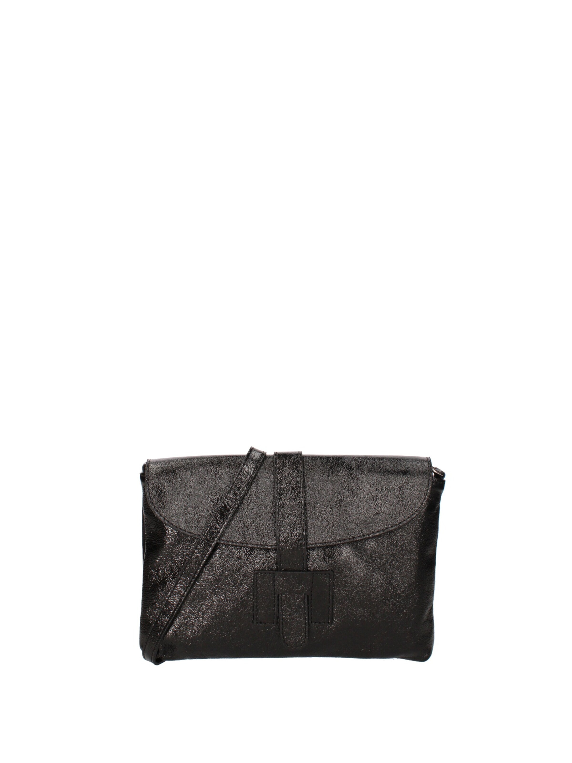 Pochette 'Pochette Donna Vera Pelle Laminato - Tracolla Regolabile' di Viola Castellani in nero: frontale