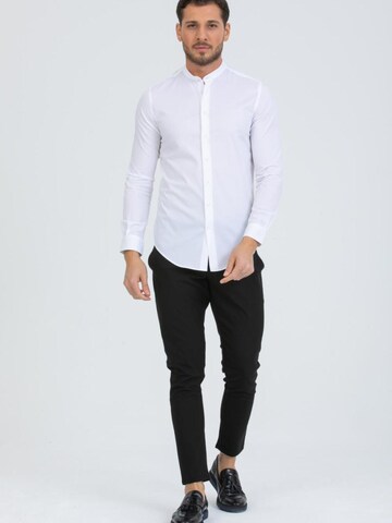 7Camicie Slim fit Zakelijk overhemd 'Caravaggio Poplin Stretch Man Shirt White' in Wit