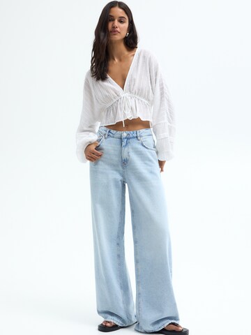 Wide Leg Jean Pull&Bear en bleu