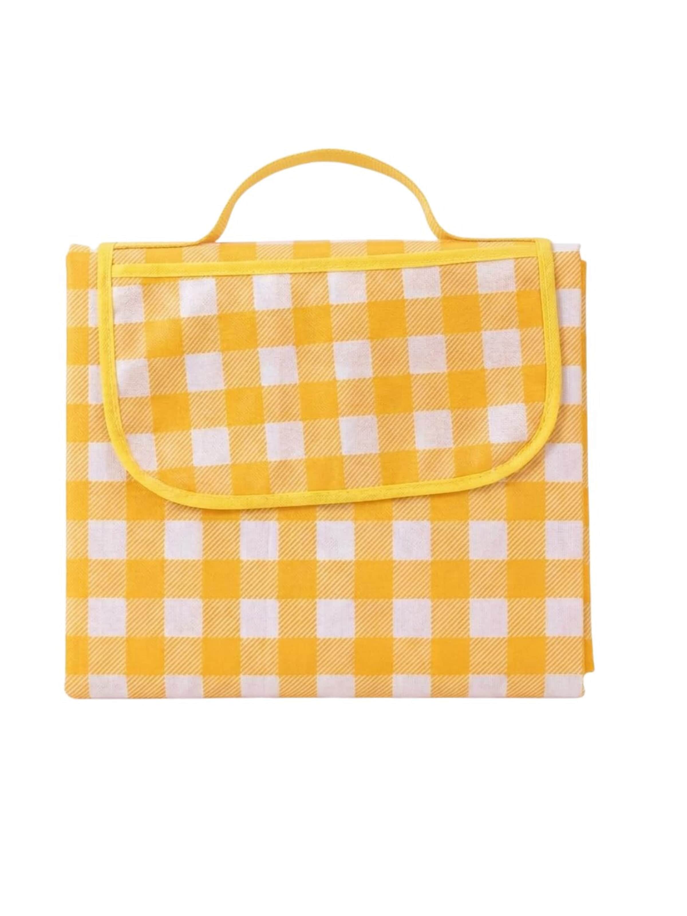 MEVYRA Mat 'MEVYRA Günstige Wasserfeste Picknickdecke Kunststoff Rot - Preiswerte Outdoor-Unterlage für Studenten, Strand & Park' in Yellow: front