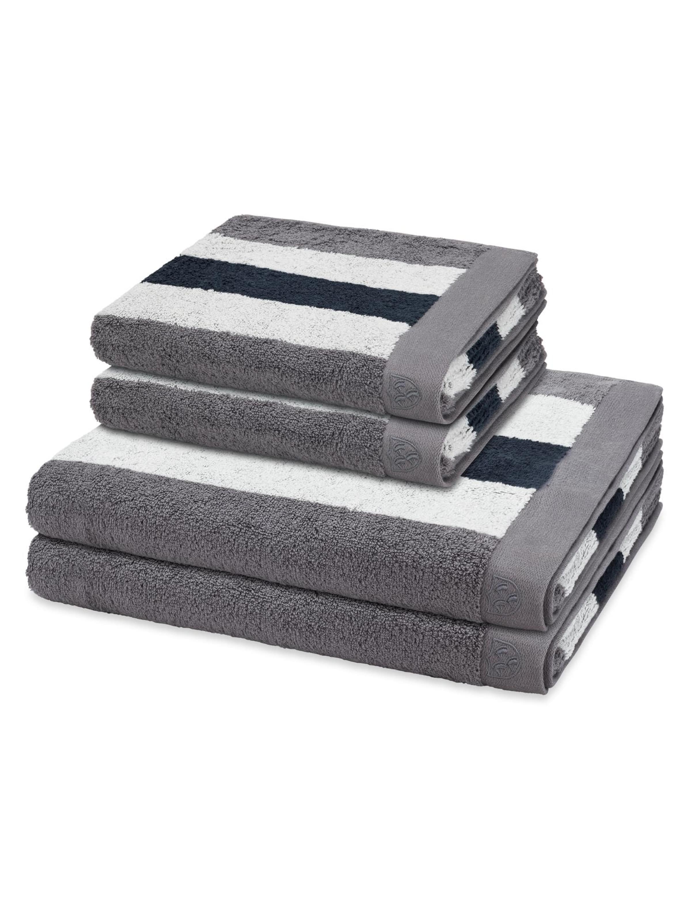 ROSS Towel 'Doubleface Stripes' in Grey: front