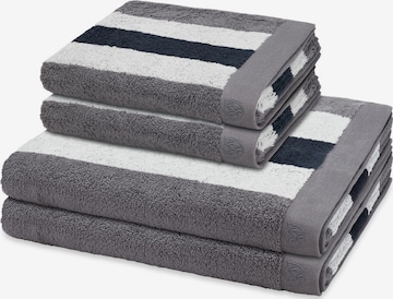 ROSS Towel 'Doubleface Stripes' in Grey: front