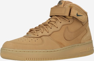 Nike SportswearVisoke tenisice 'Air Force 1' - smeđa boja: prednji dio