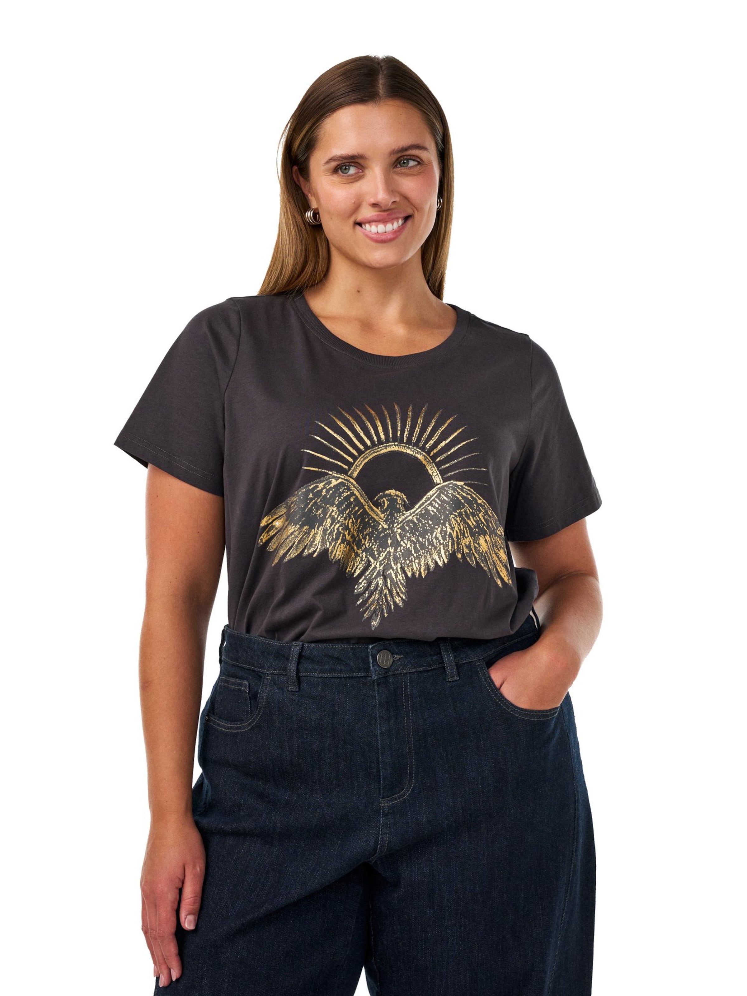 Tricou de la Zizzi pe gri: față