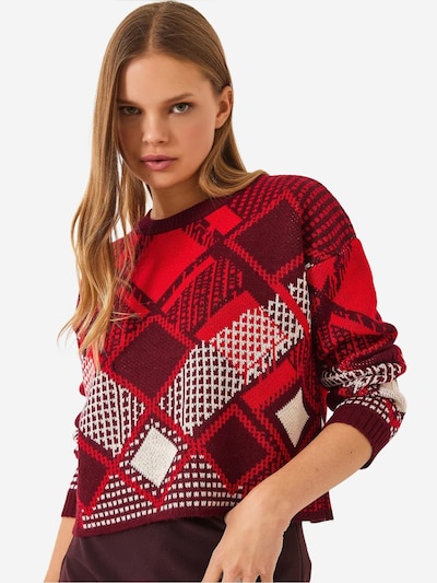 Bianco Lucci Pull-over 'Pullover' en S-M en rouge / blanc, Vue avec produit