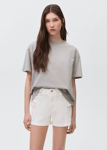 MANGO TEEN Regular Pants in White: front