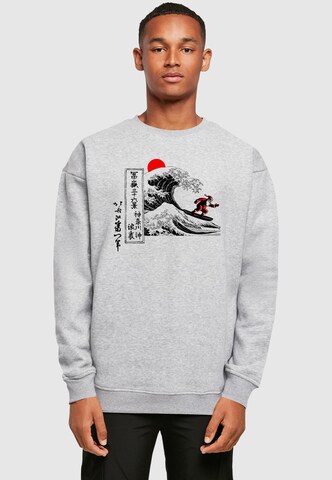 Merchcode Sweatshirt 'Hokusai - Santa Great Wave' in Grey: front