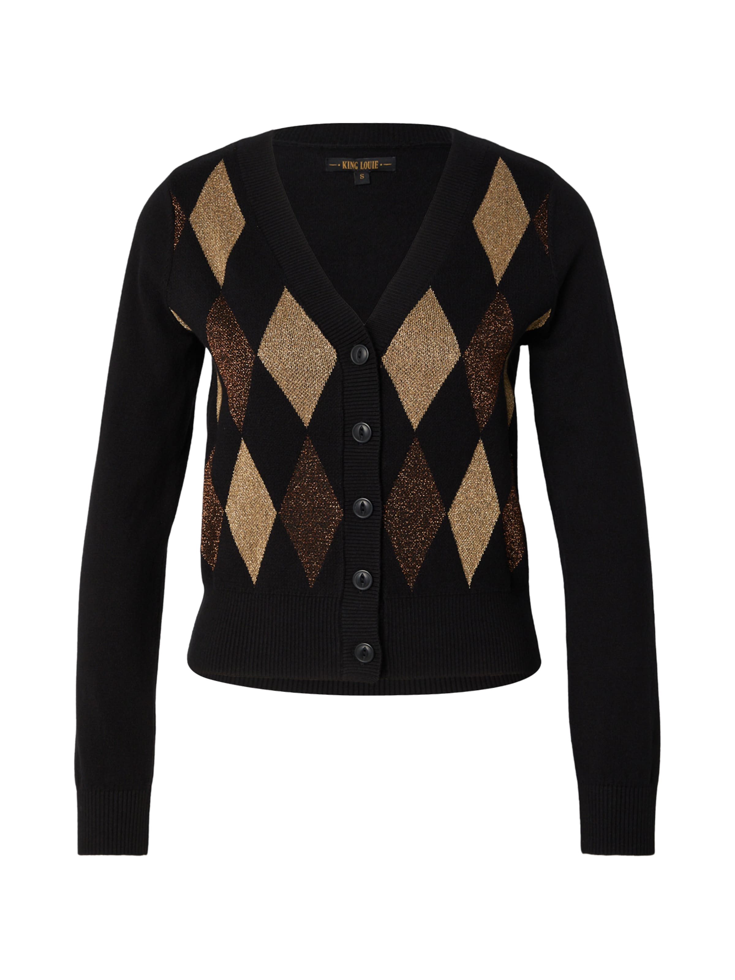 King Louie Strickjacke 'Cardi V' in Schwarz: Vorderseite