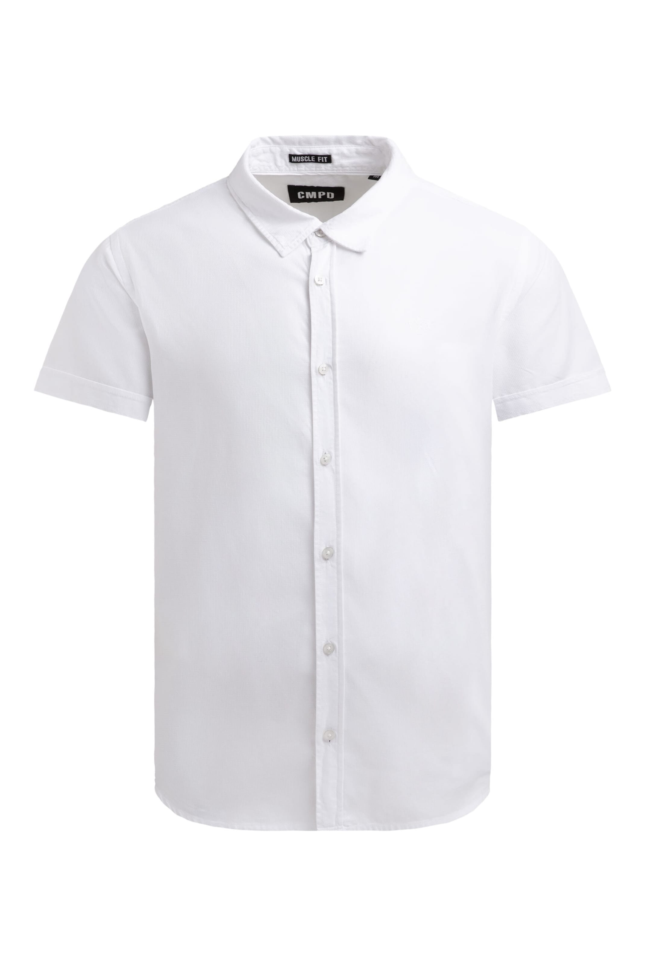 CMPD Slim fit Button Up Shirt in White: front