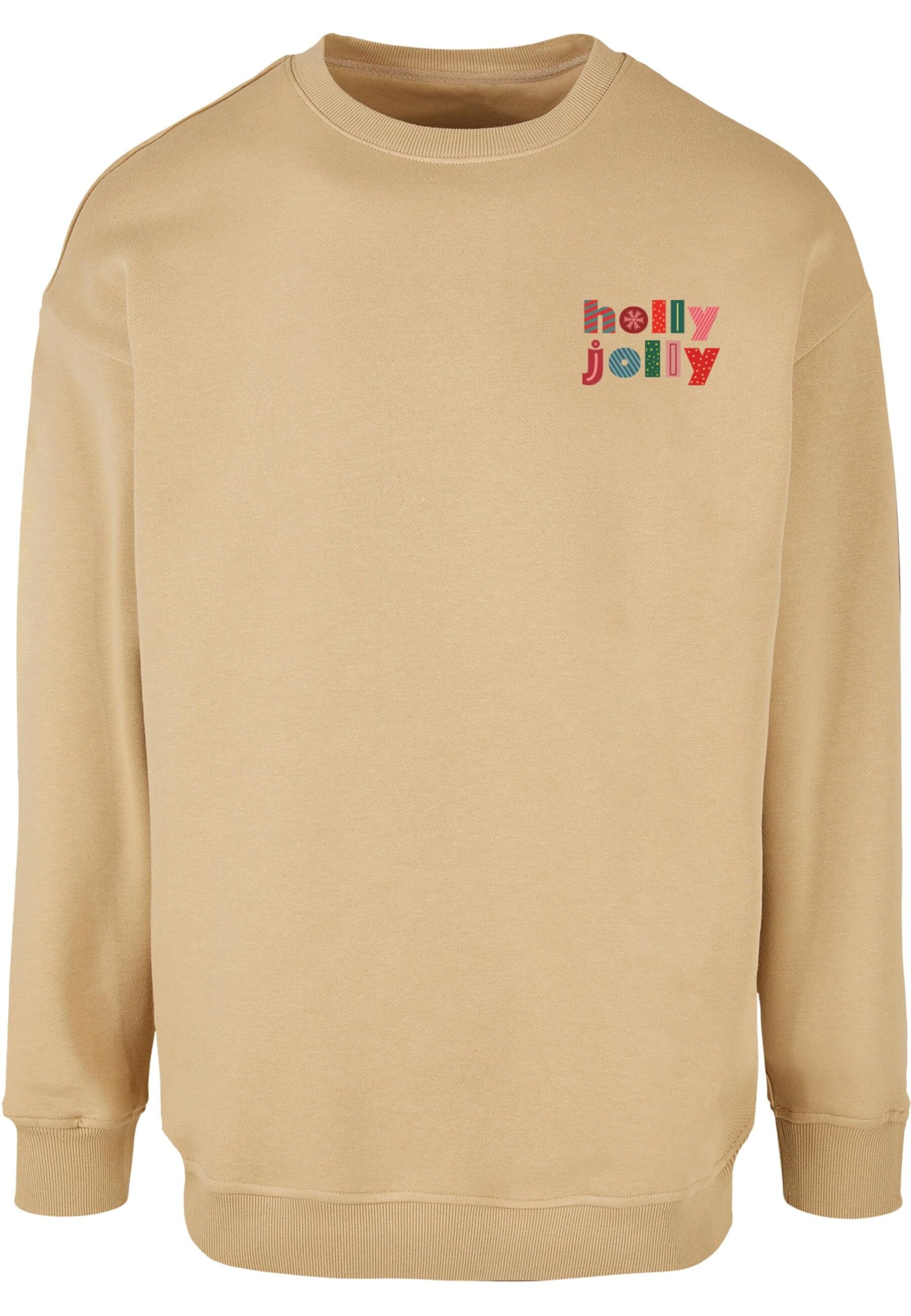 Sweat-shirt 'Christmas Holly Jolly' Merchcode en beige : devant