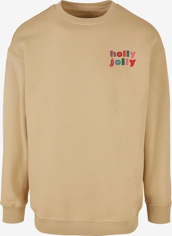Merchcode Sweatshirt 'Christmas Holly Jolly' in Beige: Vorderseite