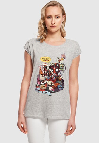 ABSOLUTE CULT T-Shirt 'Deadpool - Merchandise Royalties' in Grau: predná strana