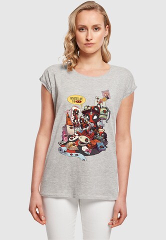 ABSOLUTE CULT T-Shirt 'Deadpool - Merchandise Royalties' in Grau: Vorderseite