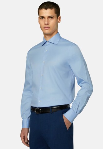 Coupe slim Chemise business Boggi Milano en bleu : devant