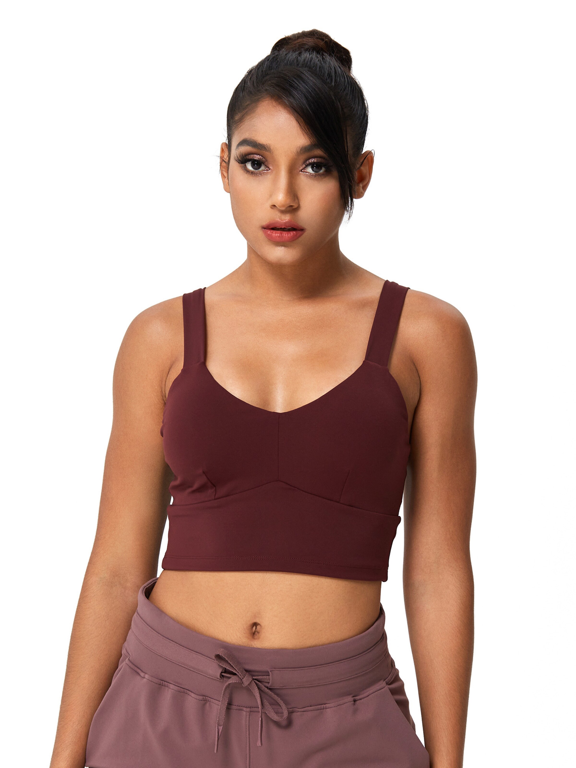 YEAZ Бюстье Спортивный бюстгальтер 'Real Babe' в Лиловый: спереди