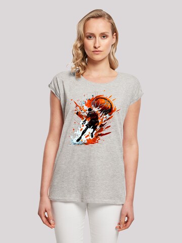 T-shirt 'Basketball Sports Collection Orange Splash' F4NT4STIC en gris : devant