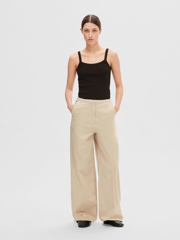 Wide Leg Pantalon à plis SELECTED FEMME en beige