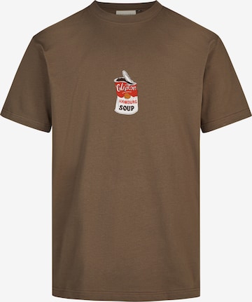 Cleptomanicx T-Shirt 'Hamburg Soup' in Braun: Vorderseite