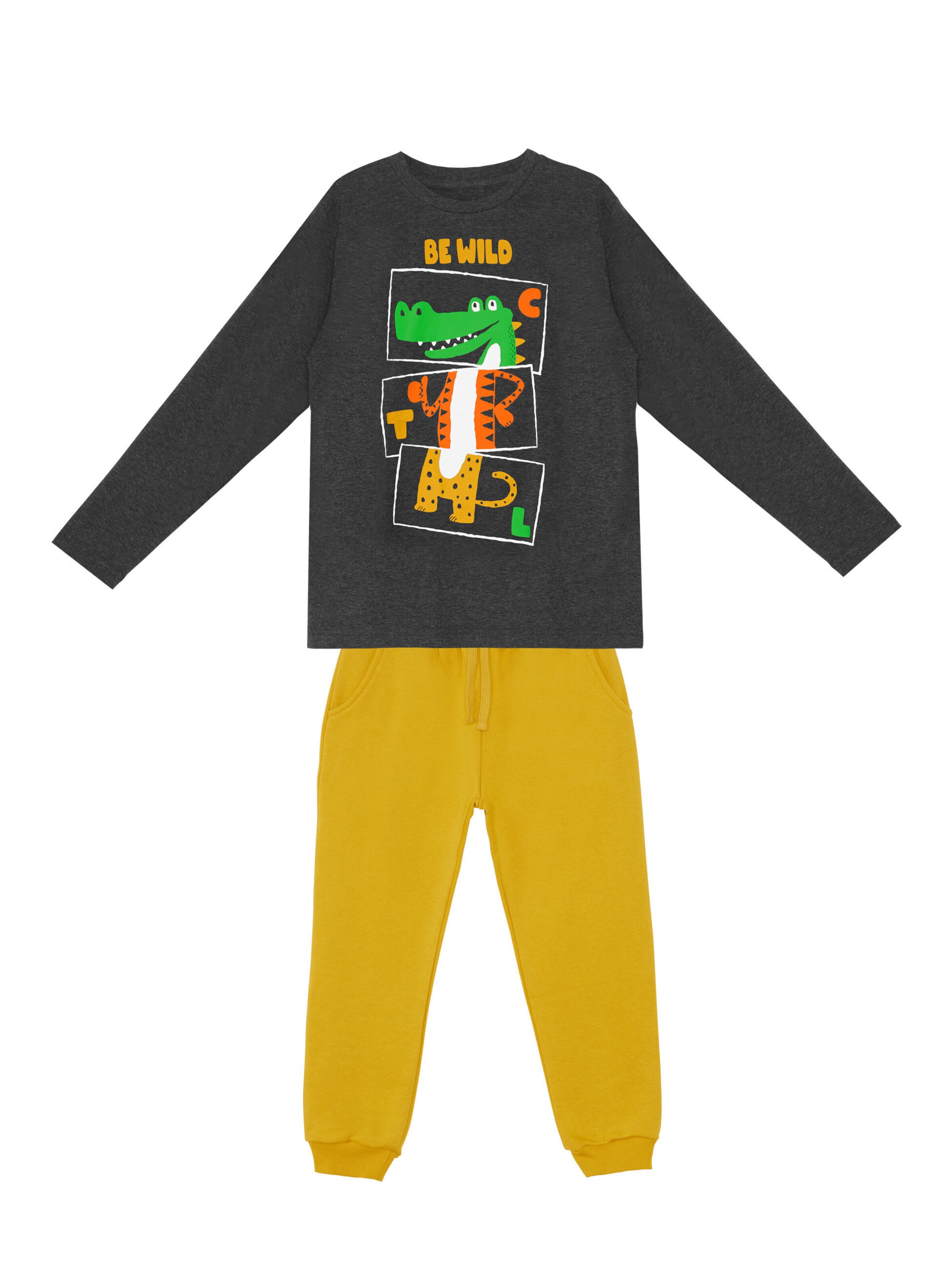 Denokids Trainingspak 'Be Wild' in Grijs: voorkant