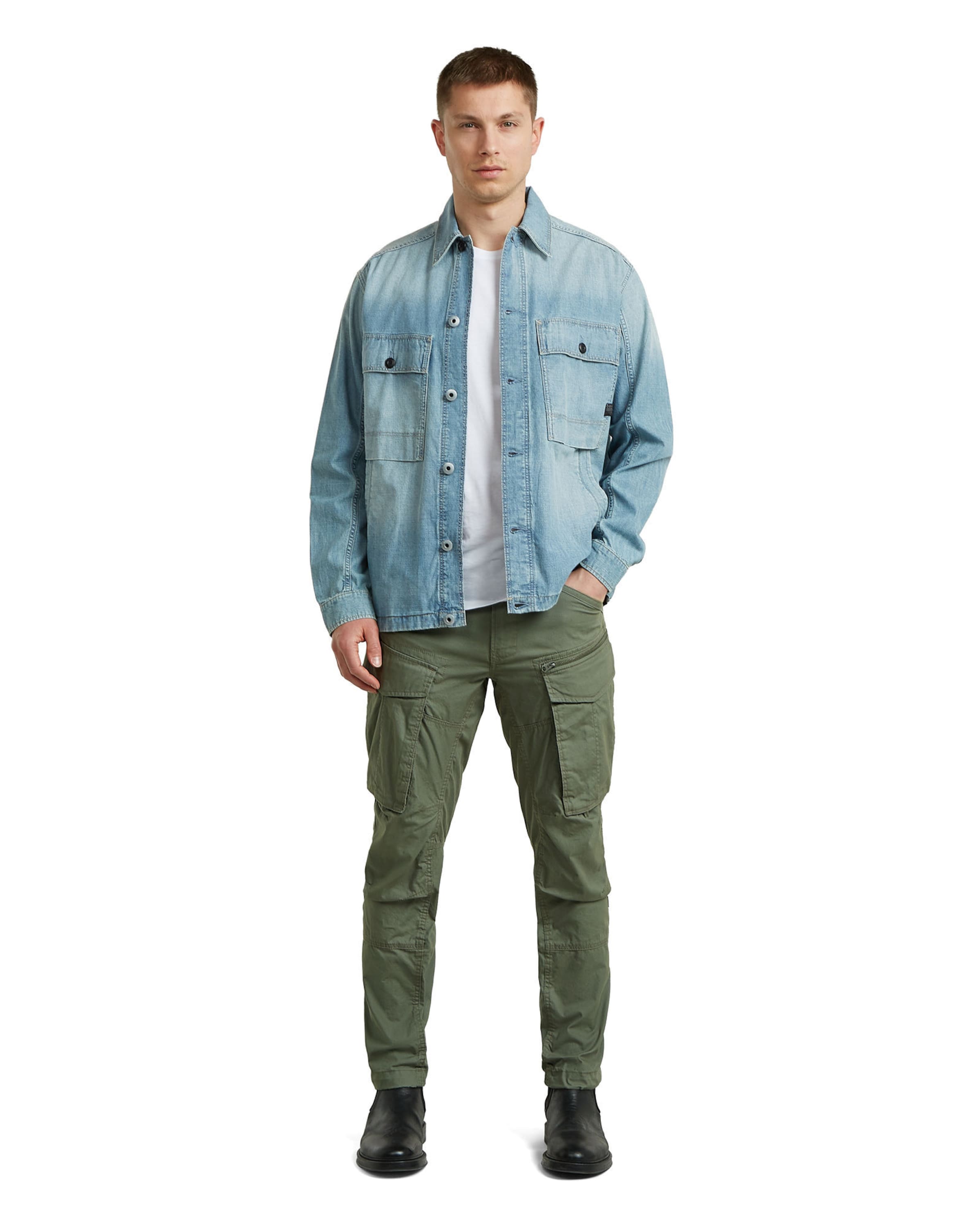 Regular Pantalon cargo 'Zip 3D Regular Tapered Pants' G-STAR en vert