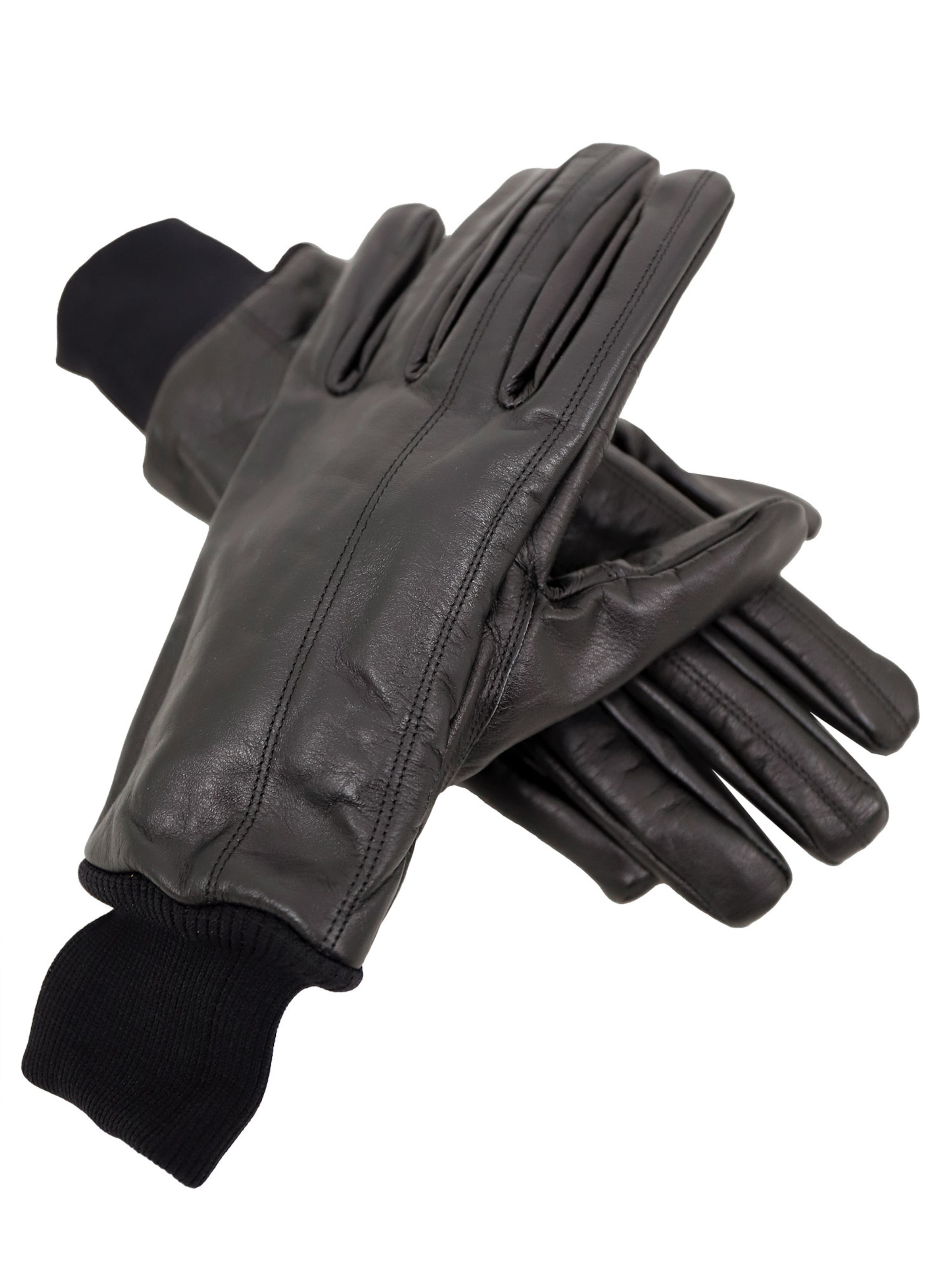 Lederjacken24 Fingerhandsker i sort: forside