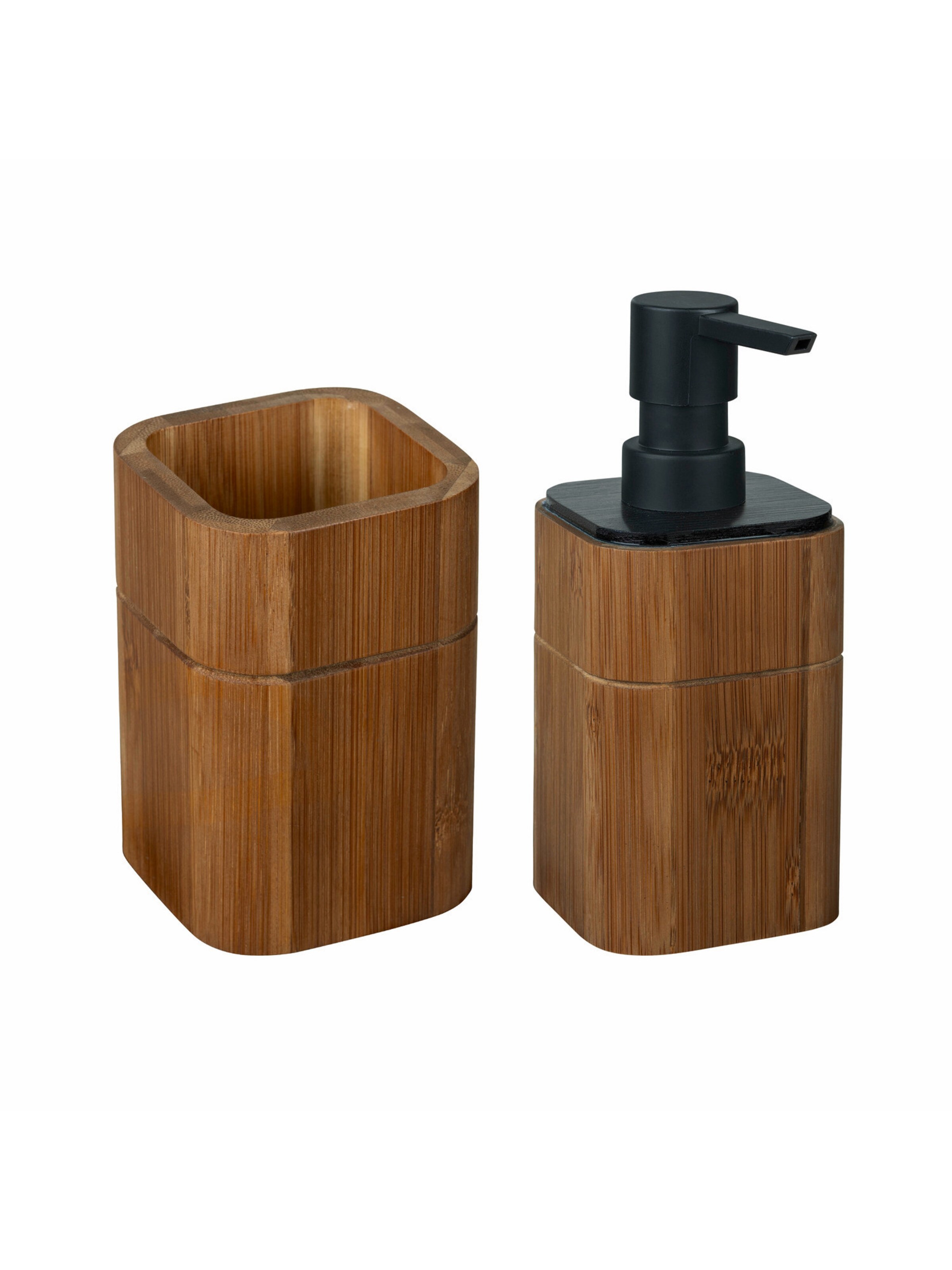 Wenko Bathroom Set 'Serro' in Brown: front