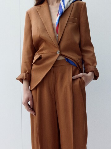 MANGO Wide leg Trousers with creases 'MINESOTA' in Red