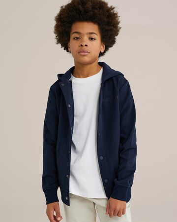 WE Fashion Sweat jacket in Blue: front
