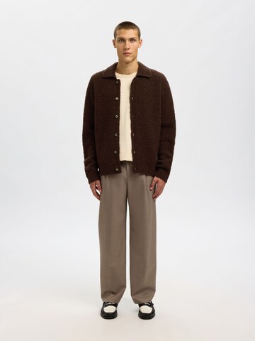 SELECTED Gebreid vest in Bruin