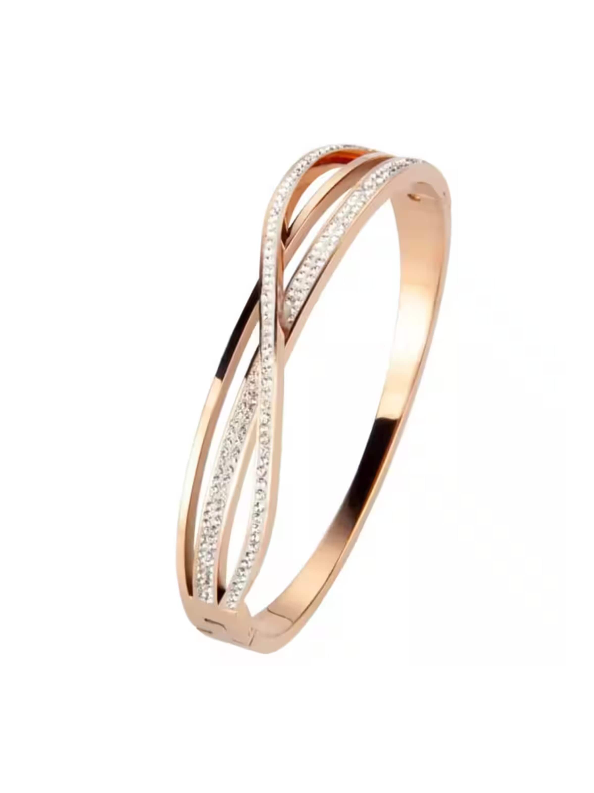 ROUGEMONT Jewellery Armband 'Moderner Damen Armreif mit Zirkonia Besatz 18cm'‌ in Gold: Vorderseite