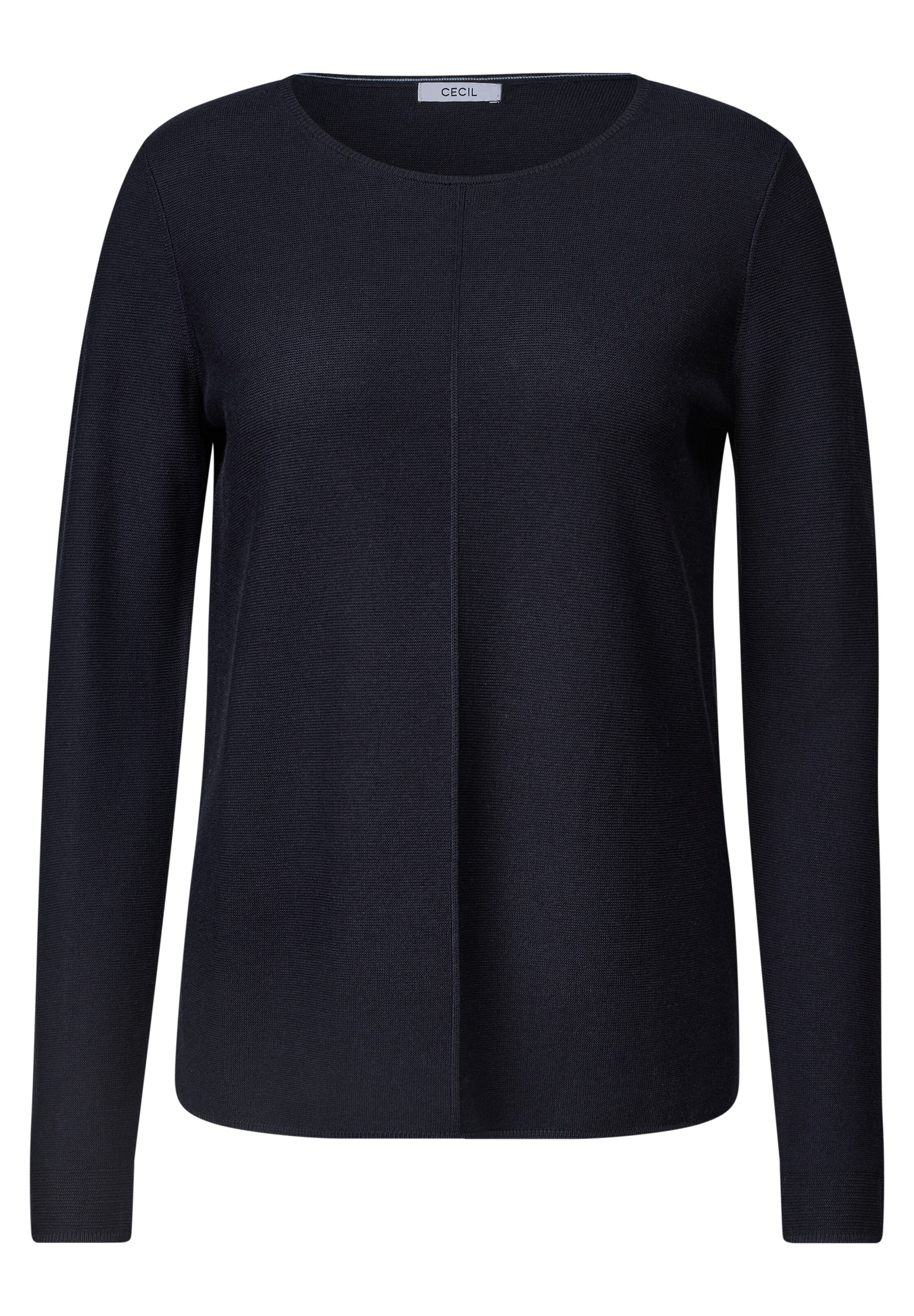 CECIL Langarm Pullover mit Rundhals und Struktur in Blau: Vorderseite