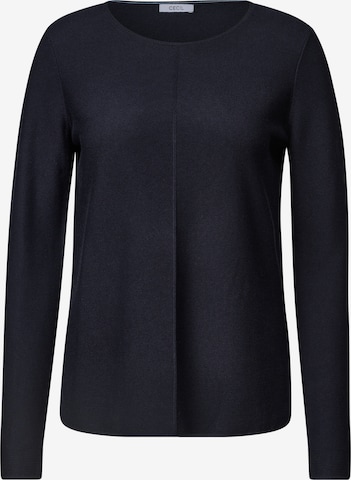 CECIL Langarm Pullover mit Rundhals und Struktur in Blau: Vorderseite