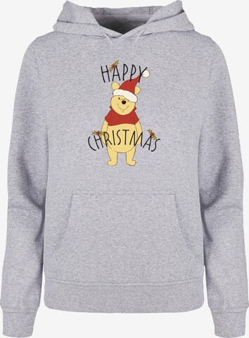 ABSOLUTE CULT Sweatshirt 'Winnie The Pooh - Happy Christmas Holly' in Grau: predná strana