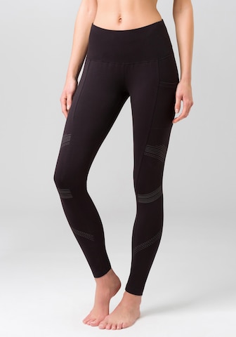 LASCANA ACTIVE Skinny Workout Pants in Black: front