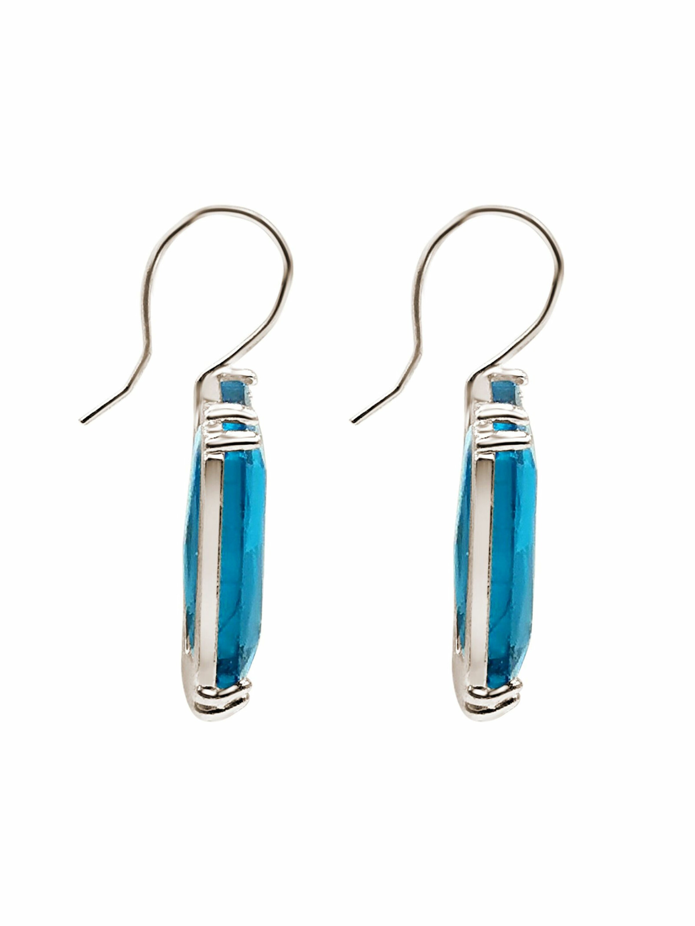 Gemshine Earrings 'BLUE EMERALD' in Silver