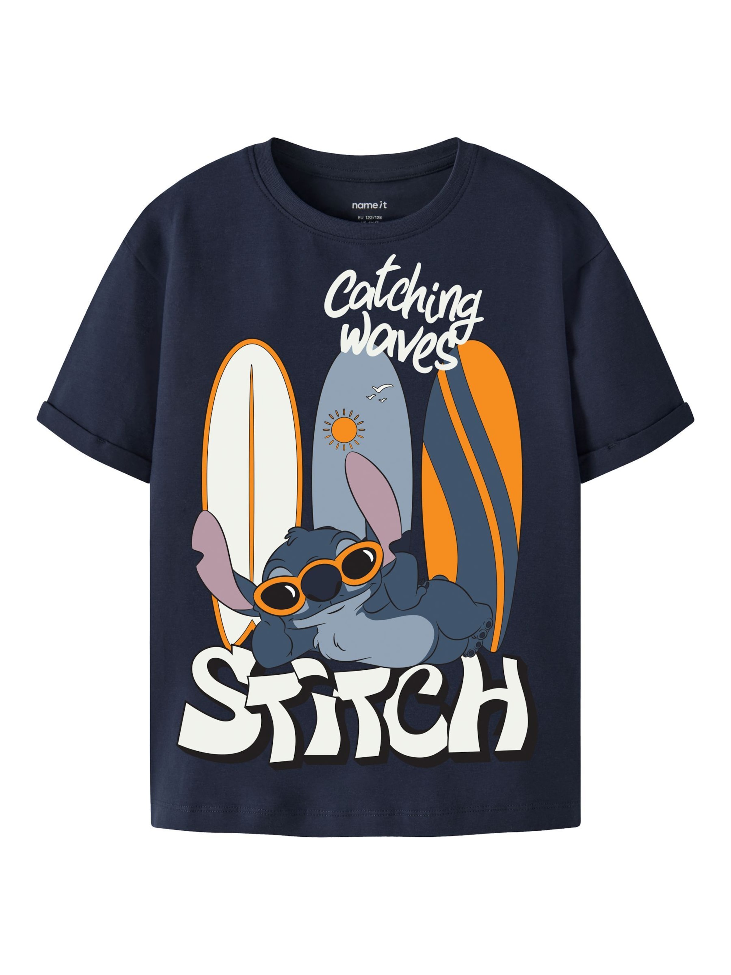 NAME IT - Camiseta 'Stitch' en azul: frente