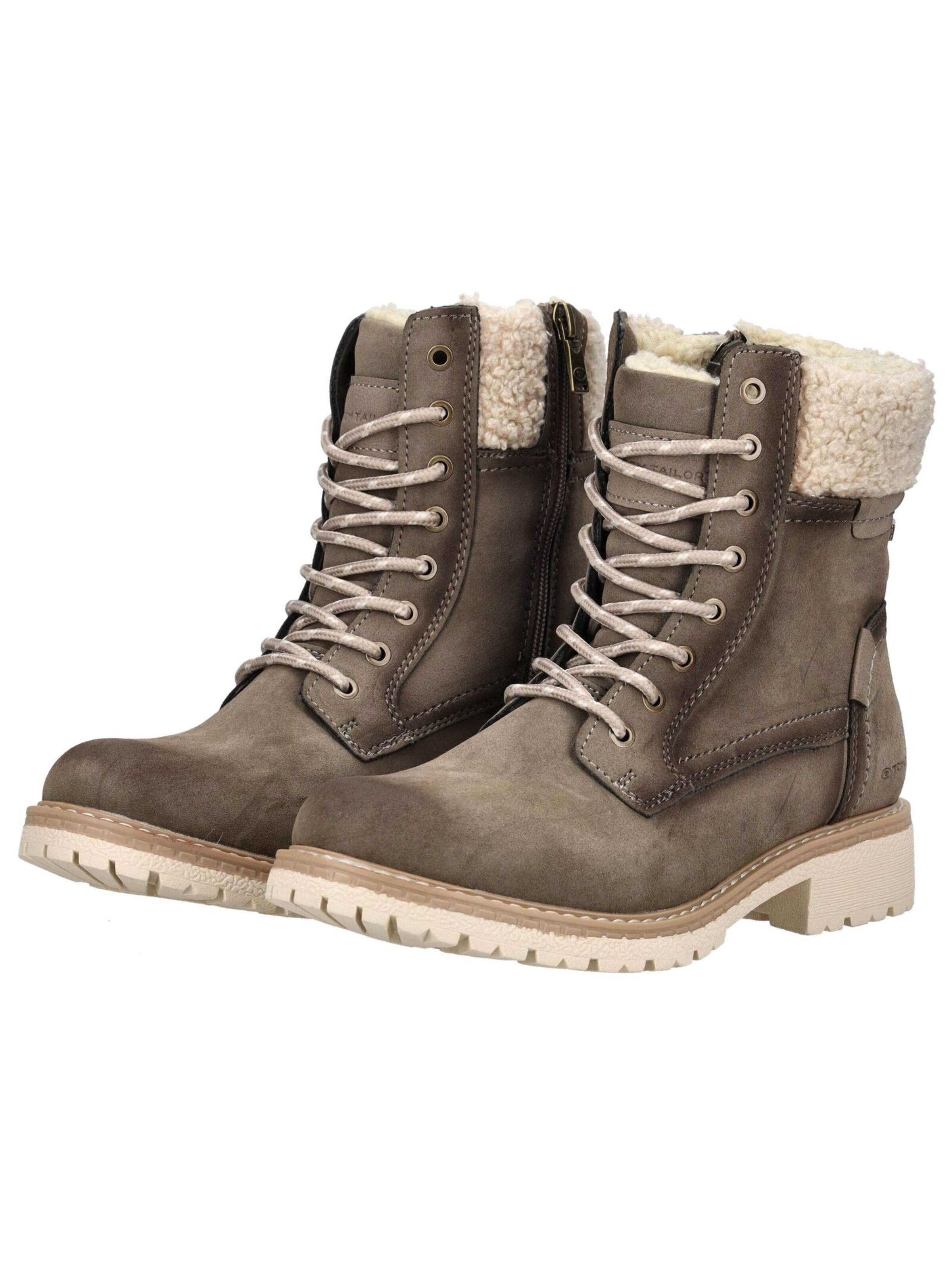 TOM TAILOR Lace-up bootie in Grey