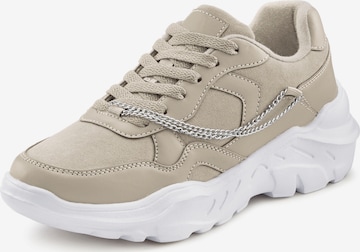 LASCANA - Zapatillas deportivas bajas en beige: frente