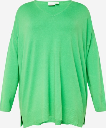 ONLY Carmakoma Пуловер 'IBI' в зелено: отпред