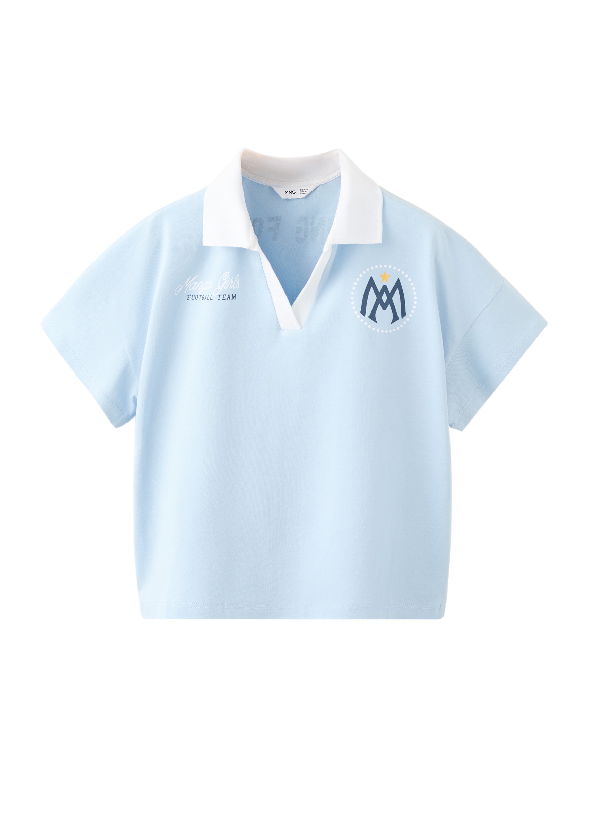 MANGO KIDS T-Shirt 'ARGEN' en 128 en bleu clair / bleu foncé / jaune foncé / blanc, Vue avec produit
