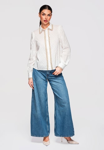 Ombre Blouse 'Dobby' in White