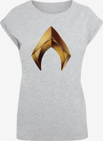 ABSOLUTE CULT T-Shirt 'Aquaman - Emblem' in Grau: predná strana