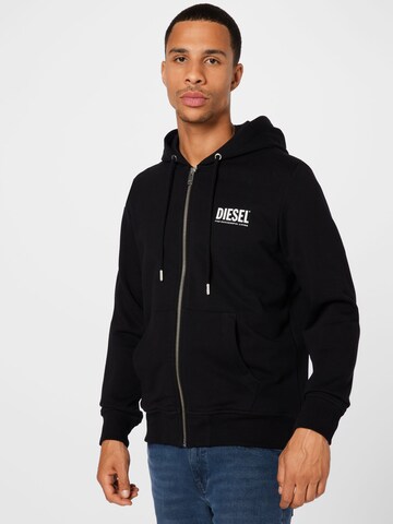 DIESEL Zip-Up Hoodie 'GIRK' in Black: front