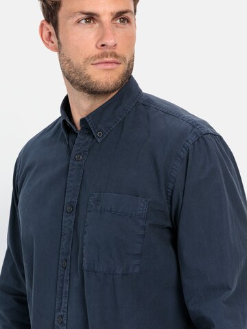 CAMEL ACTIVE Regular Fit Langarm Hemd aus reiner Baumwolle in Blau