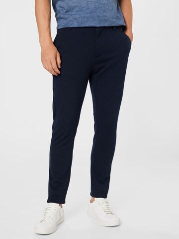 Clean Cut Copenhagen Slimfit Chino 'Milano' in Blauw: voorkant