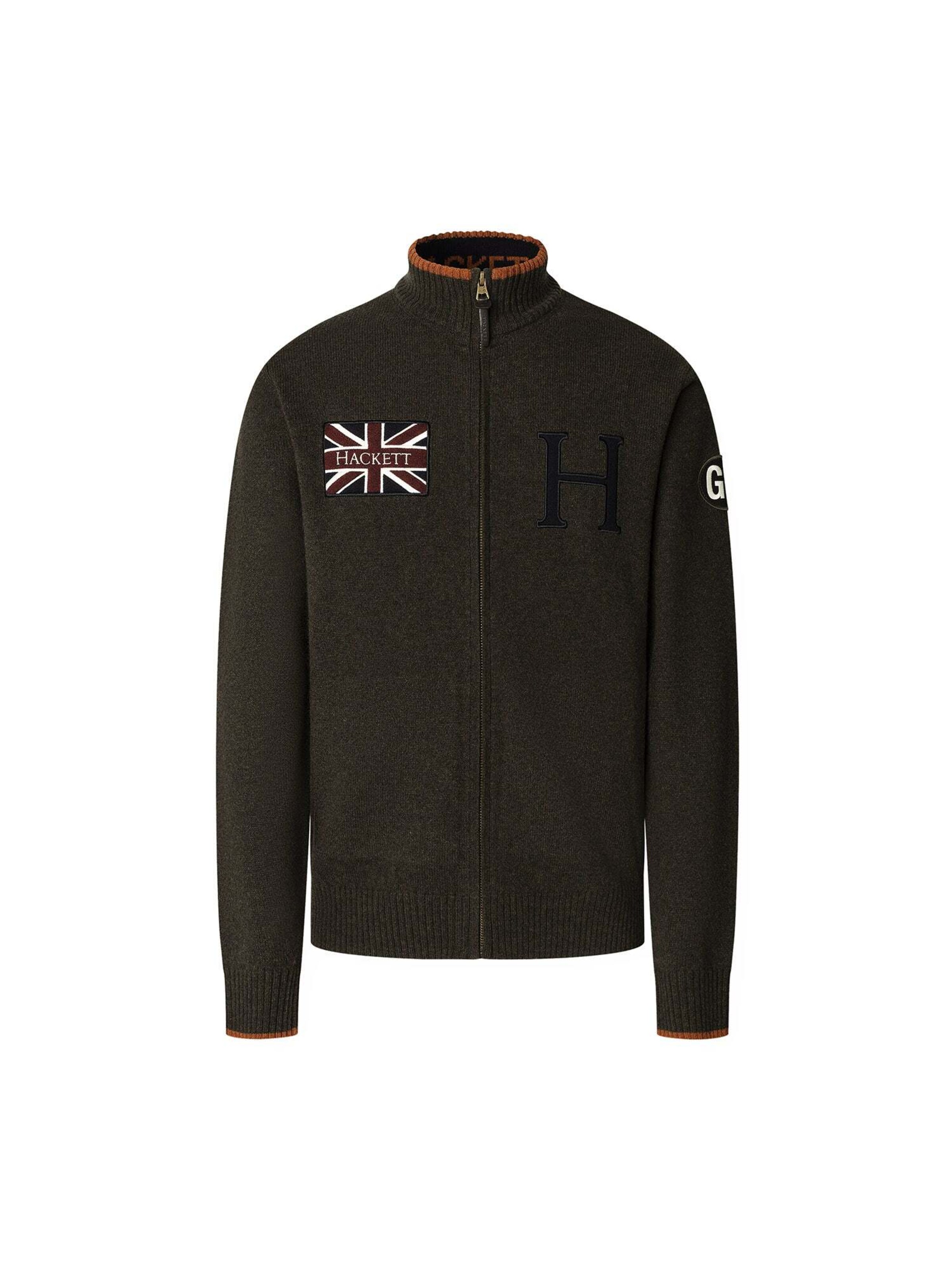 Hackett London Gebreid vest 'HERITAGE' in Groen: voorkant