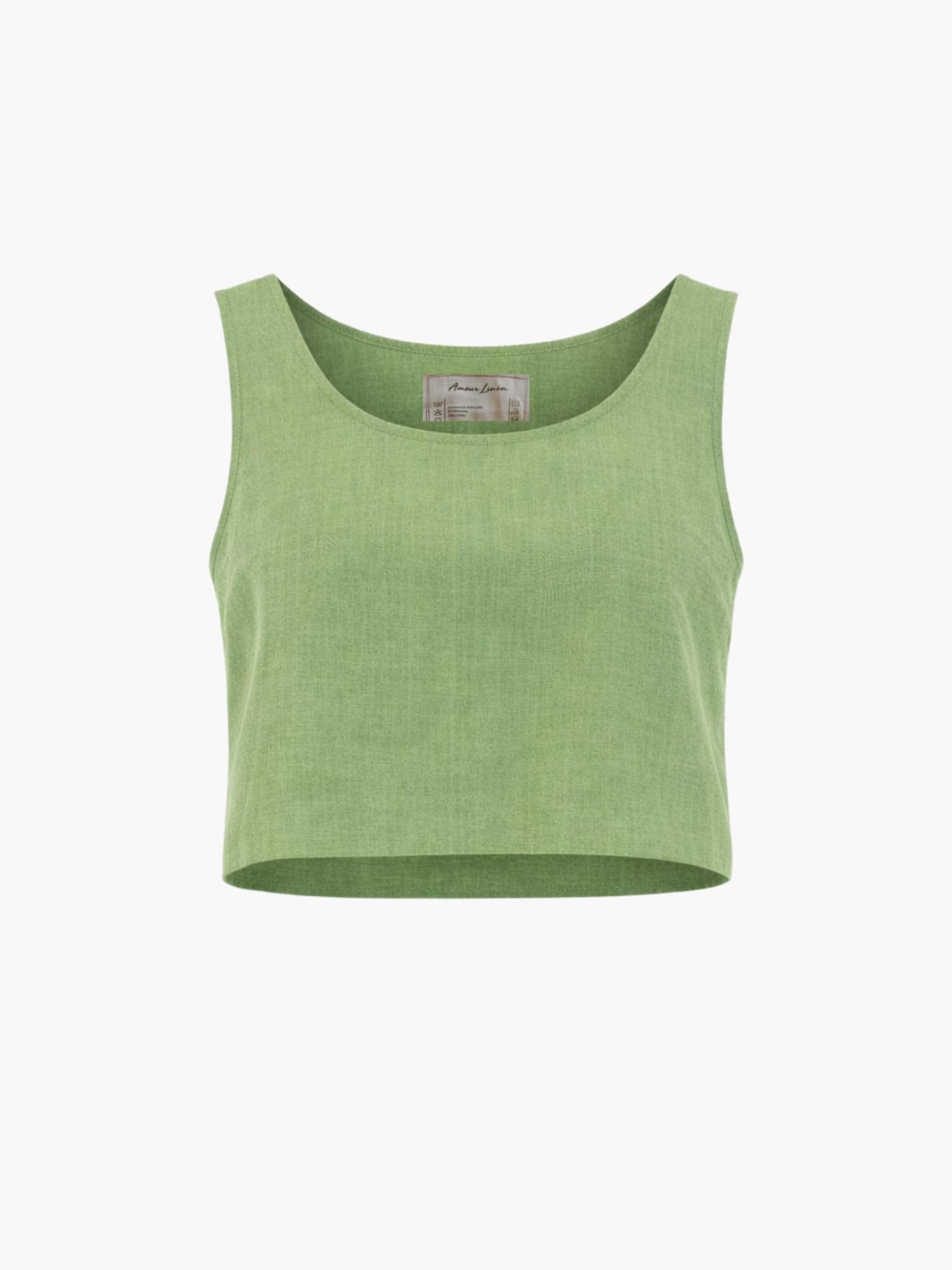 AmourLinen Top 'Pippa' in Groen: voorkant